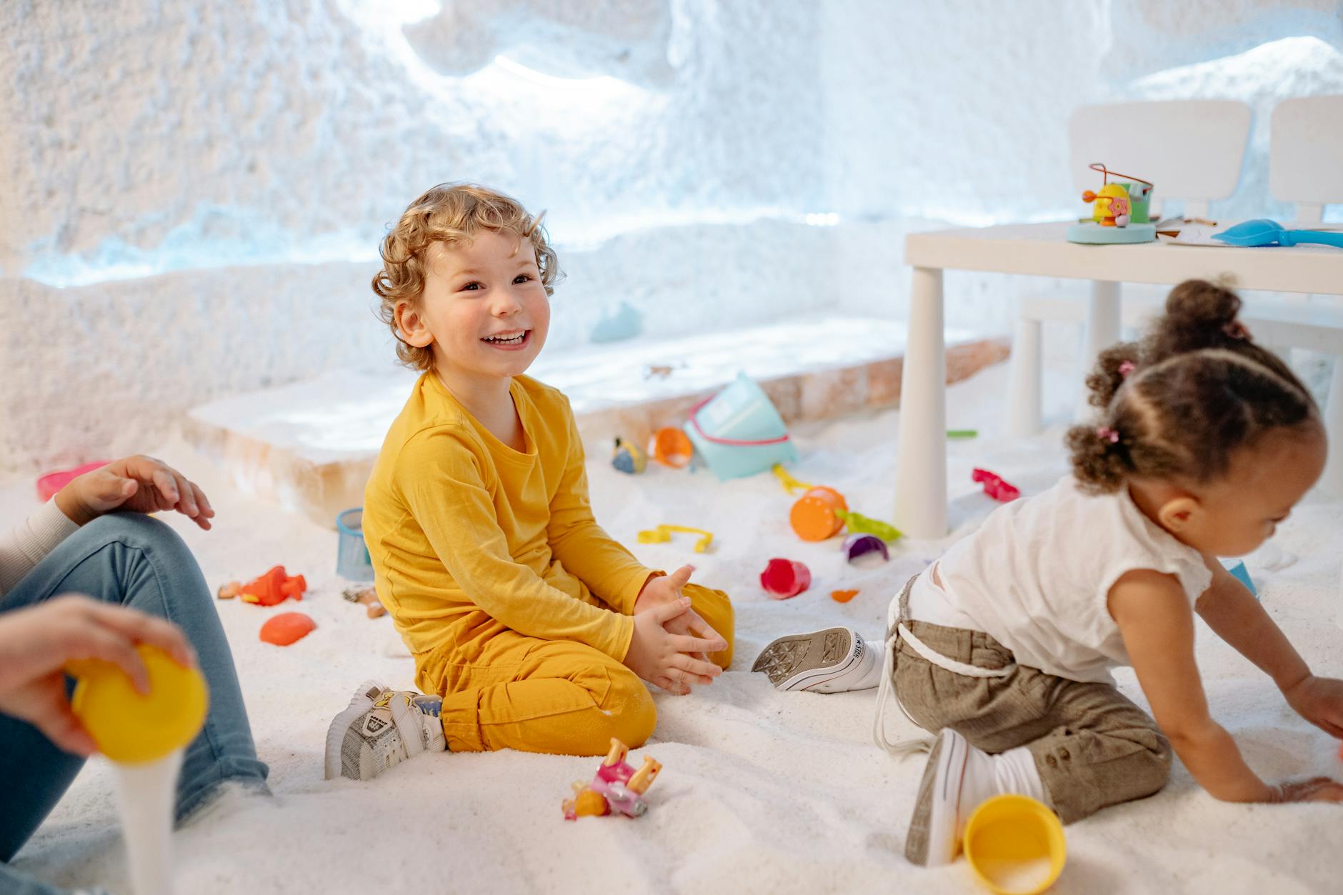 two children playing with toys