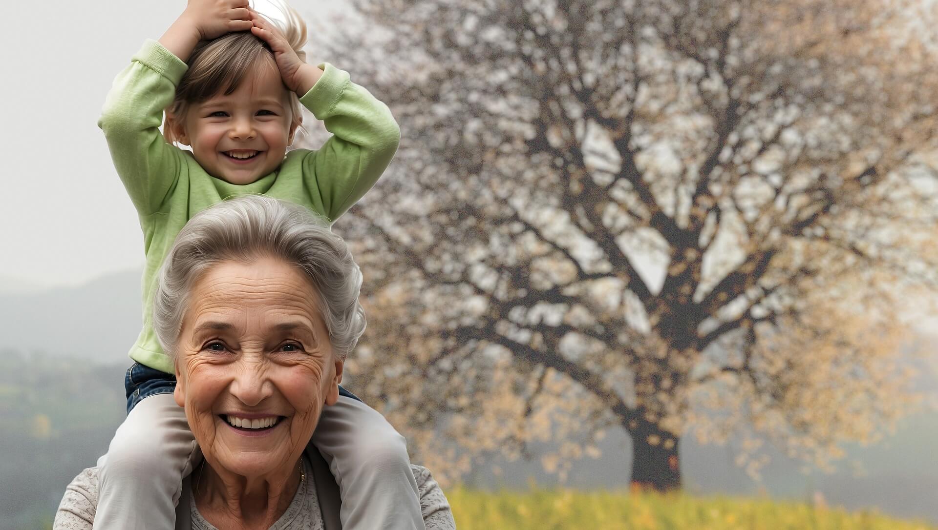 Una abuela con su nieto