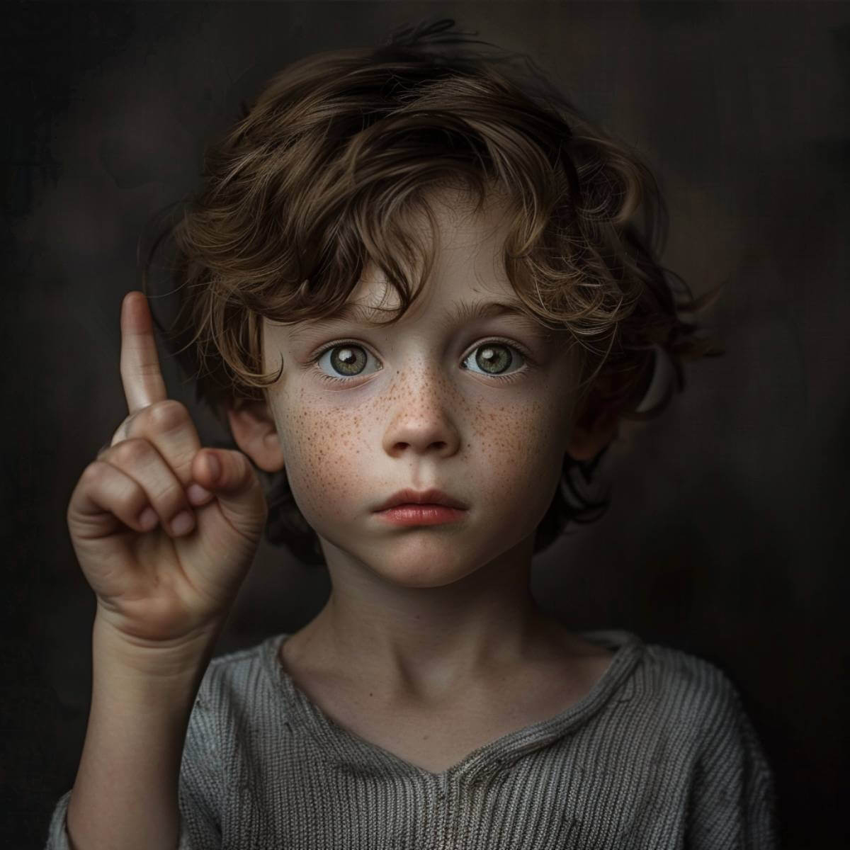 Niño reflexivo pide turno de palabra