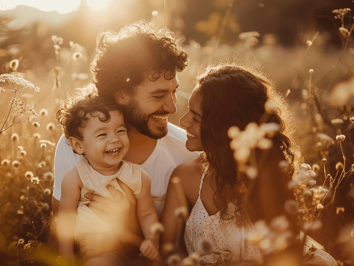 Una familia sonriente