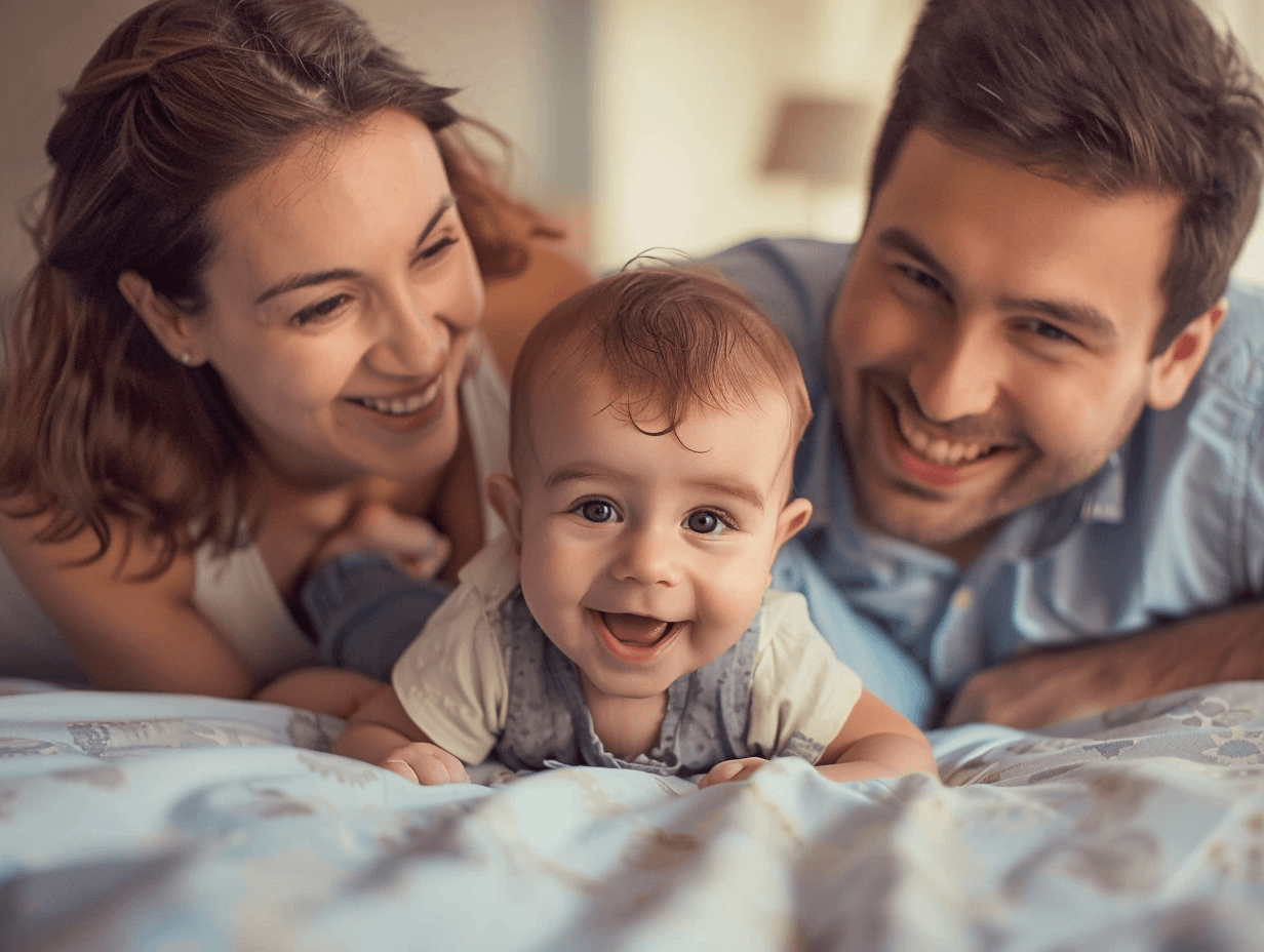 Padres jugando con su hijo pequeño
