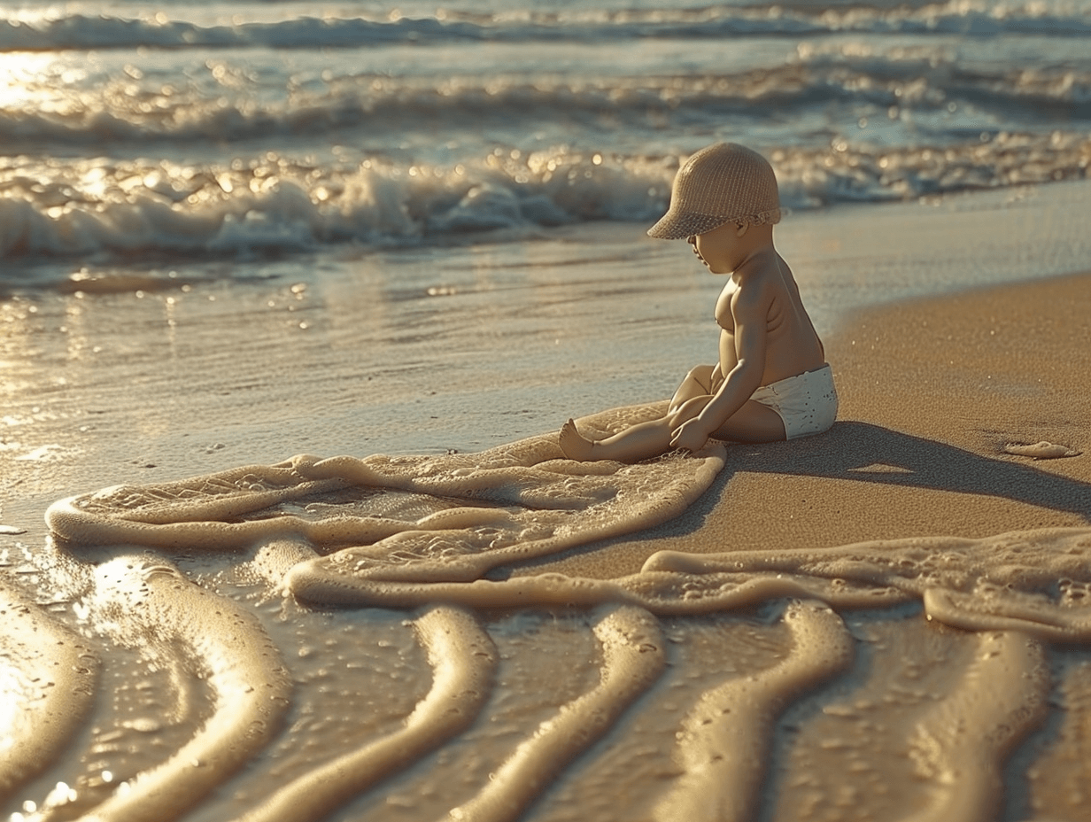 bebé en la playa IA