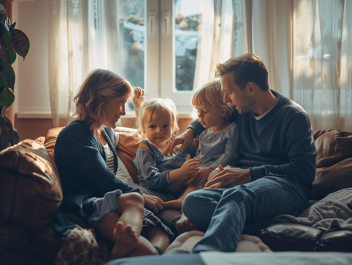 Una familia reunida en casa