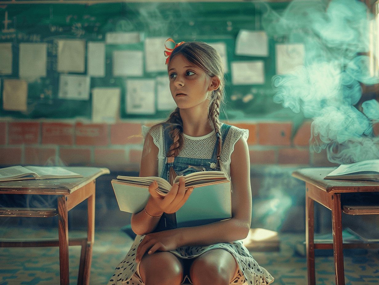 Una niña, en clase de lengua