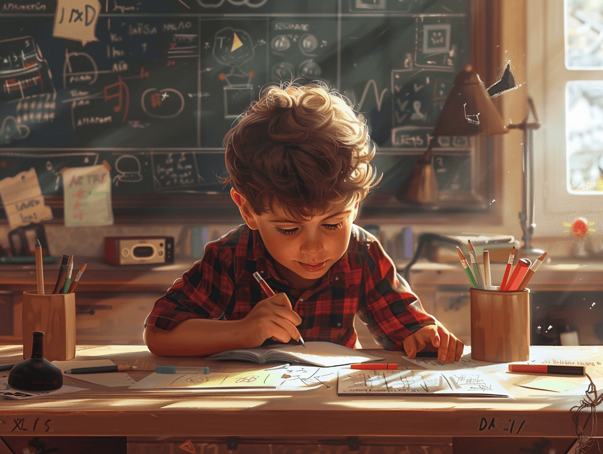 Un niño, en clase de matemáticas