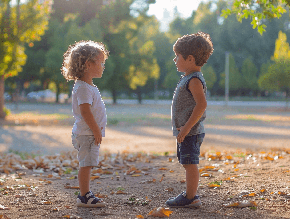 Dos niños, en el parque