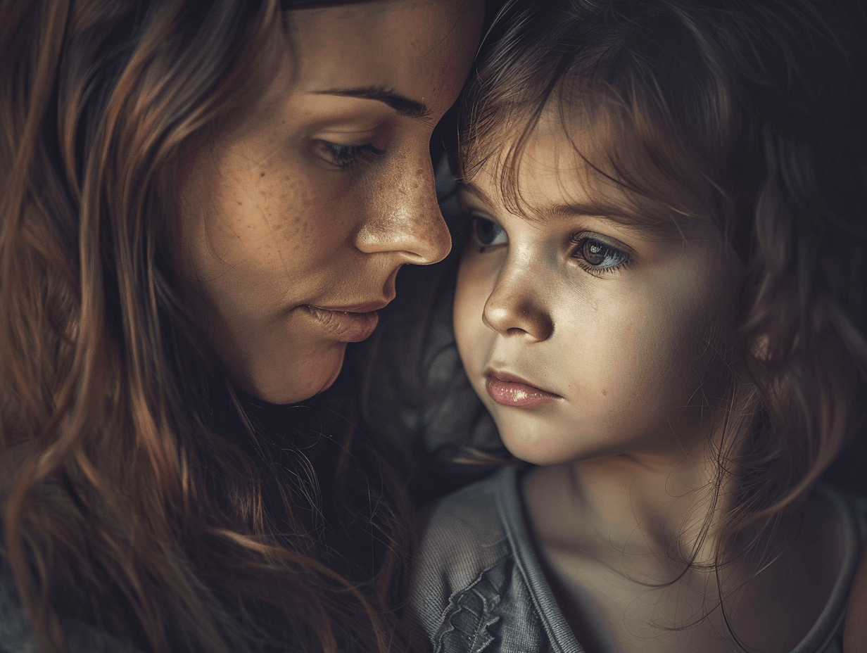 Una mamá cuida de su hija