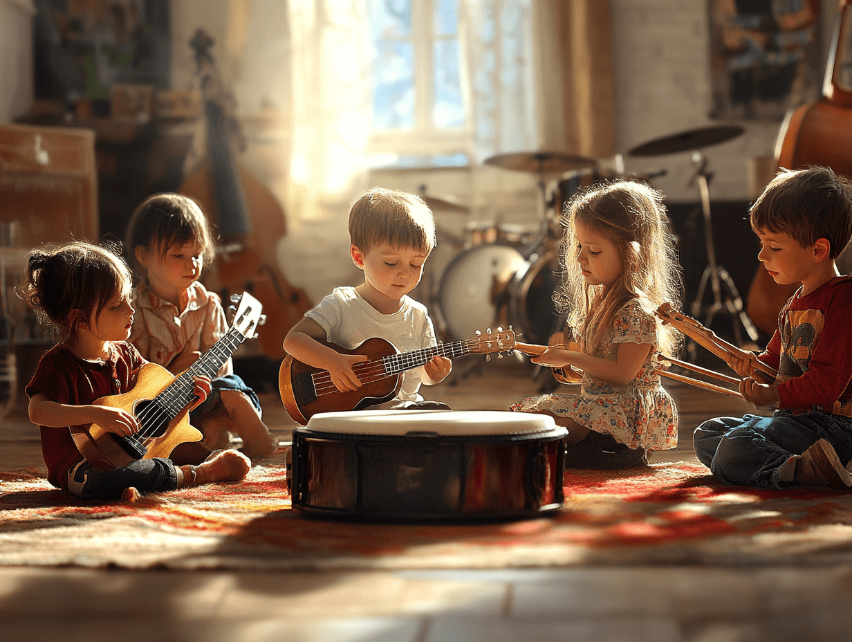 Un grupo de niños en clase de música