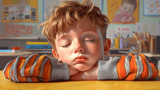Un niño, dormido en clase