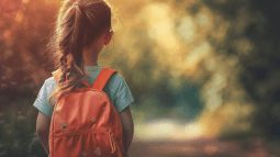 Una niña, en el primer día de cole