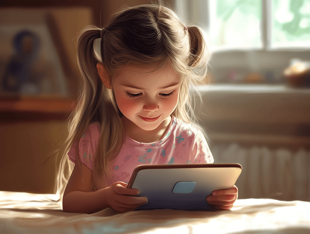Una niña usando una tablet