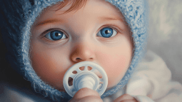 Un bebé con chupete