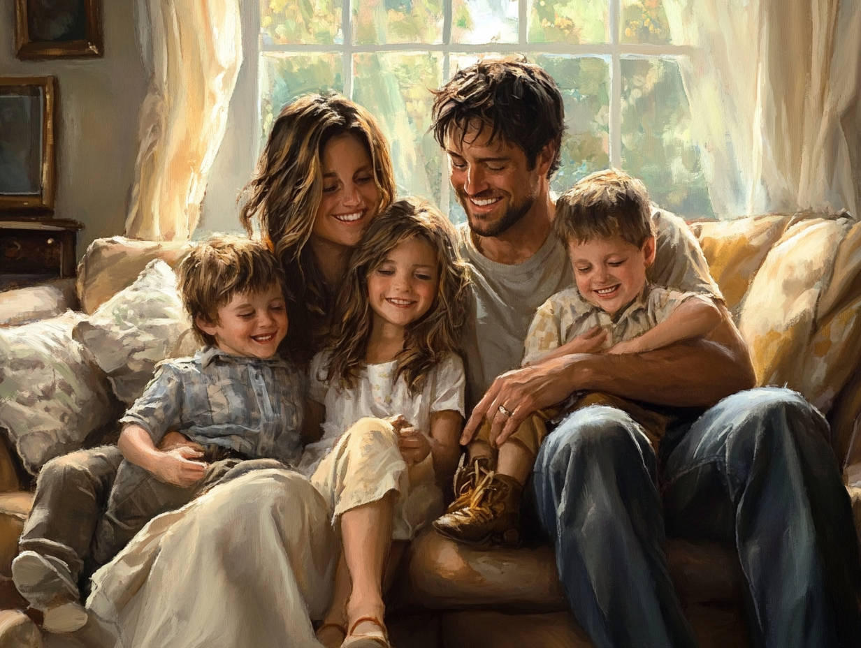 Una familia reunida en casa