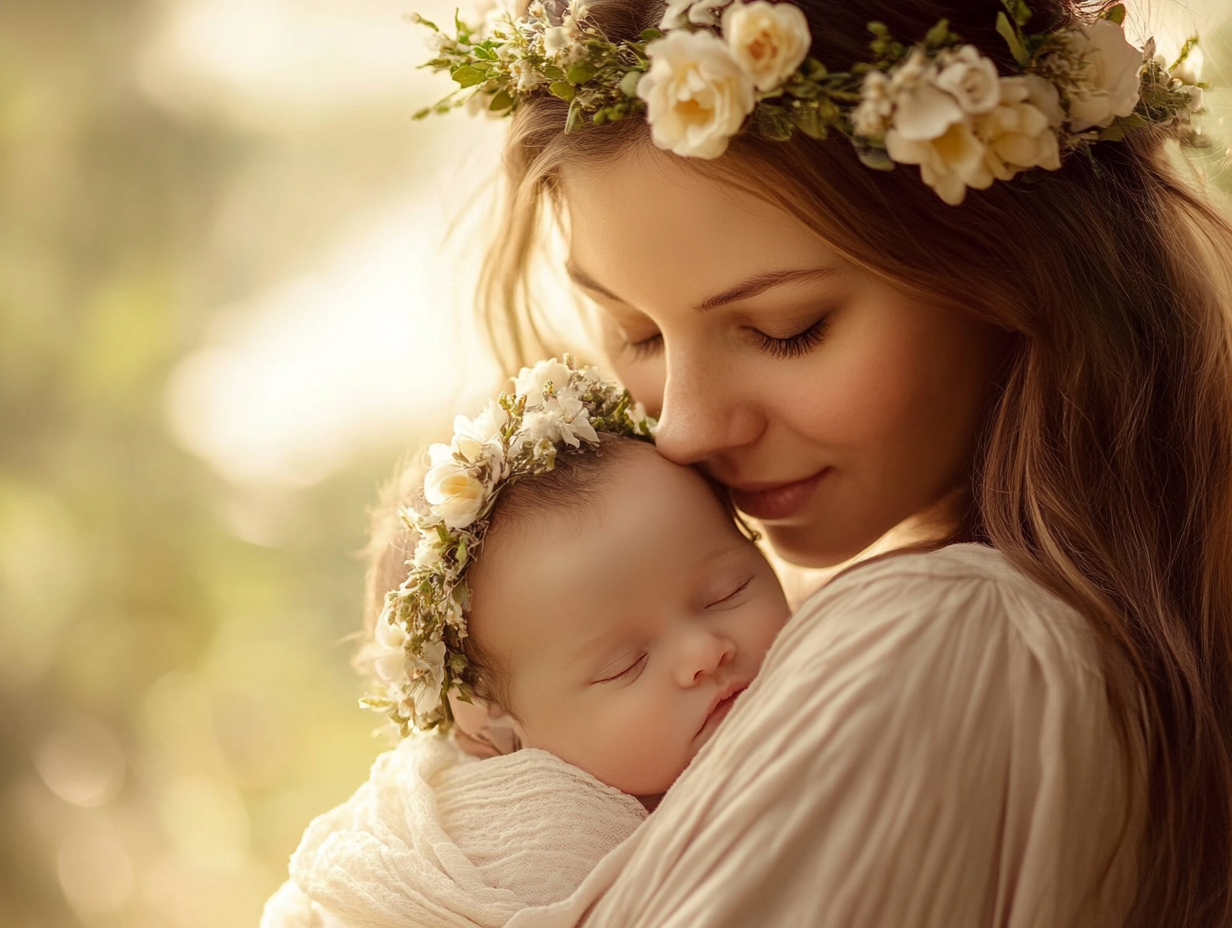 Retrato de una madre y su bebé