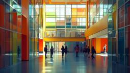 Hall principal de un colegio moderno (foto: R.G.)