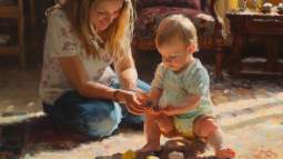 Madre y bebé, jugando