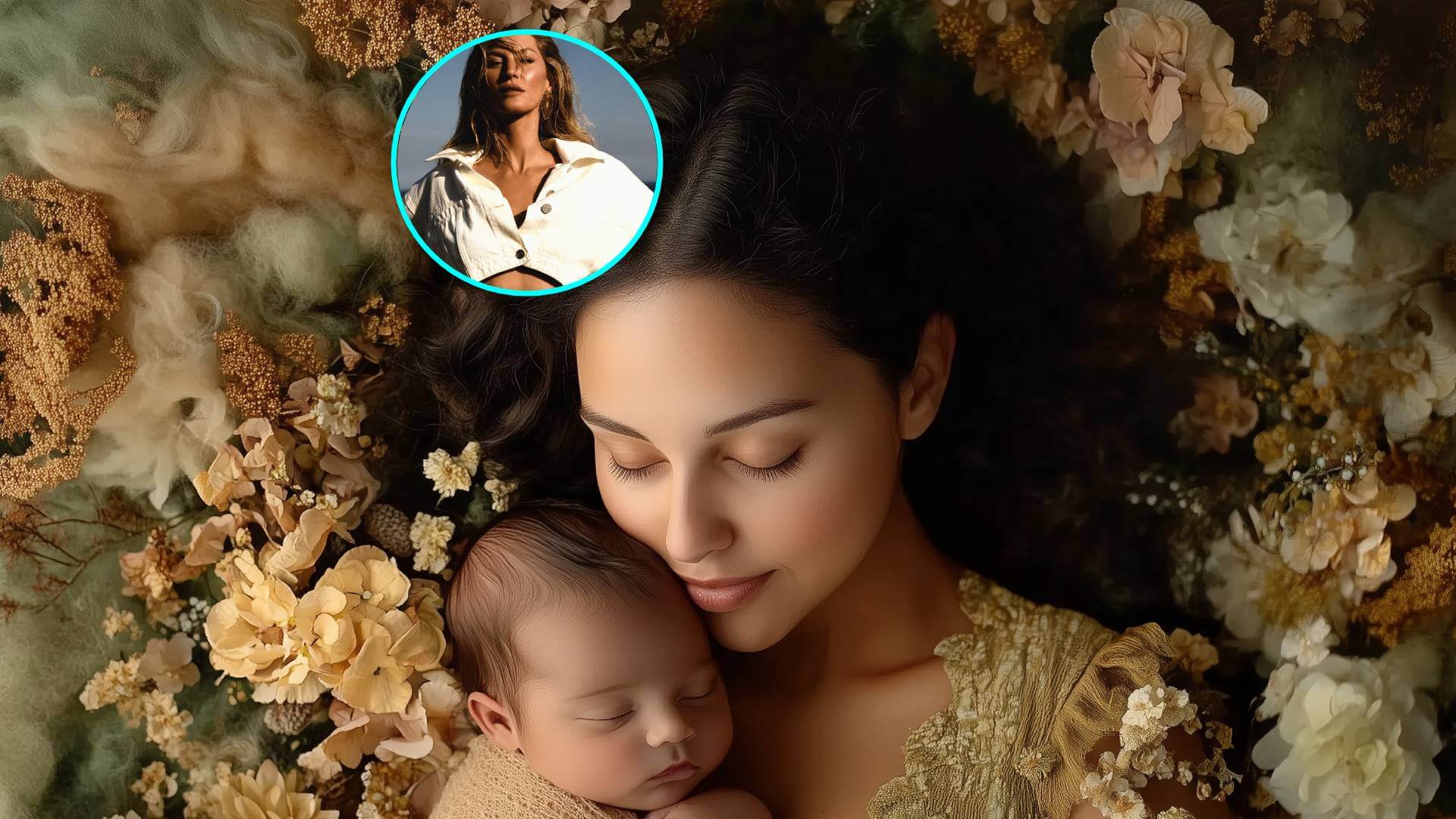 Una madre joven y su peque, dormidas. En pequeño, Giselle Bundchen, una de las famosas que será madre en 2025 (RG)