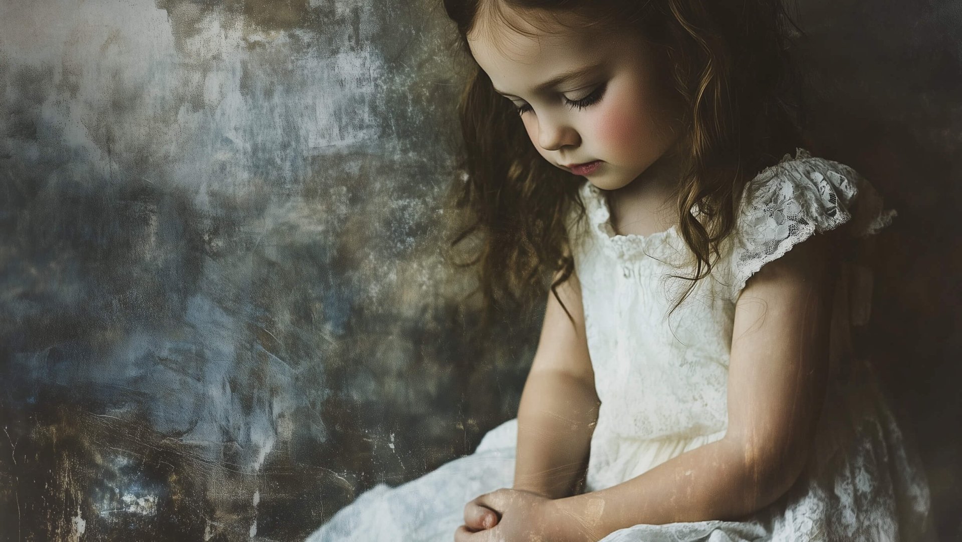 Una niña, con gesto apesadumbrado