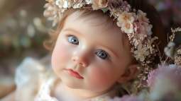 Una niña con una corona de flores