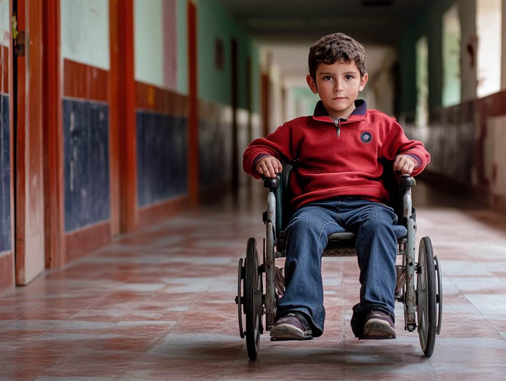 Un niño con discapacidad motórica en el colegio
