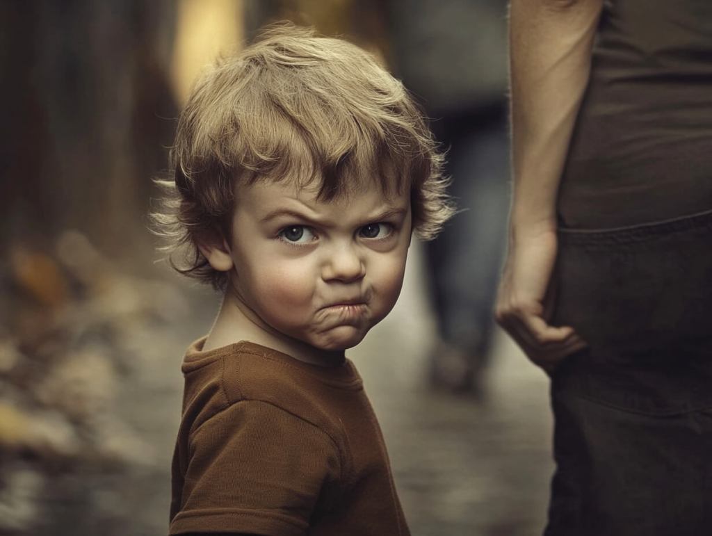 Un niño pequeño muy enfadado