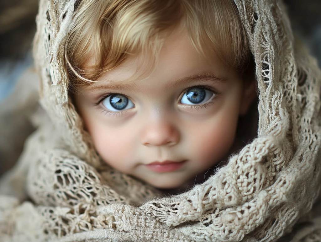 Un niño pequeño rubio y de ojos claros