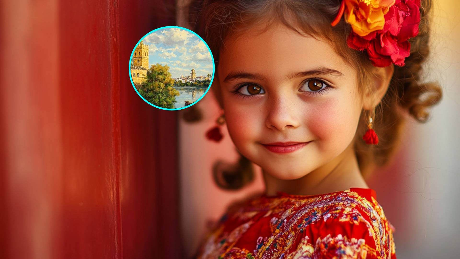 Una niña con traje flamenco