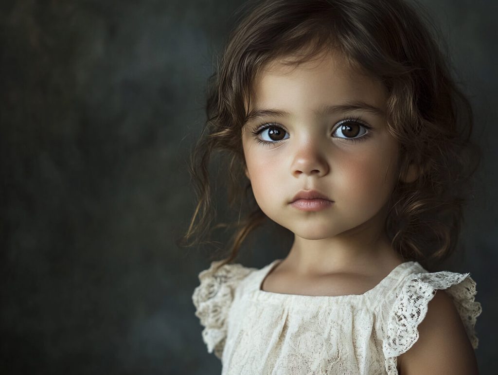 Una niña pequeña de pelo moreno
