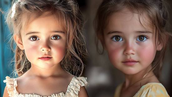 Composición de dos retratos de una niña