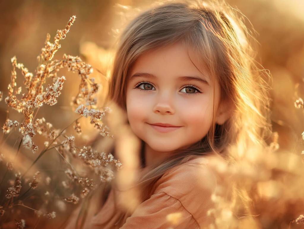 Retrato de una niña pequeña en el campo
