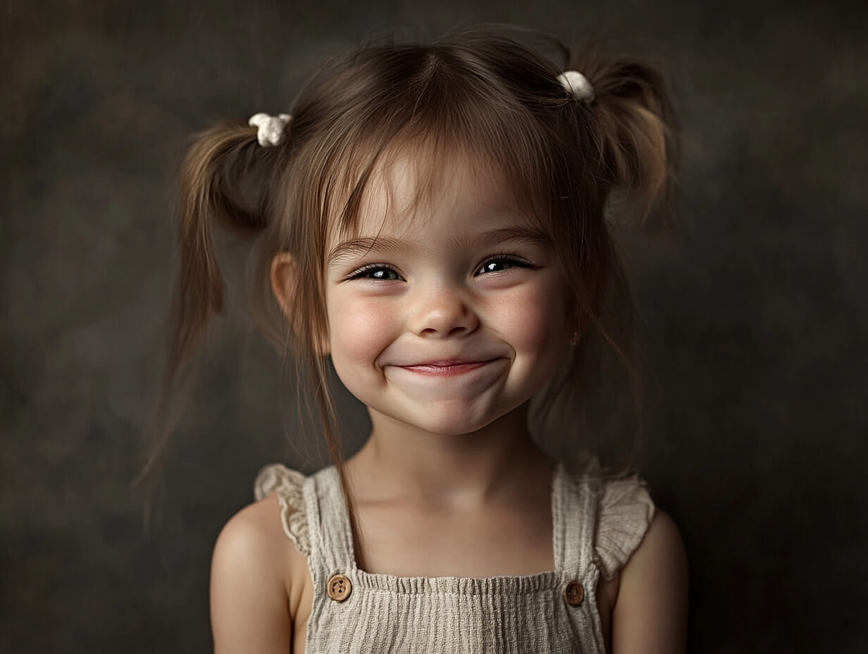 Retrato de una niña con rostro alegre