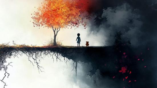 Una imagen de un niño ansioso entre dos mundos