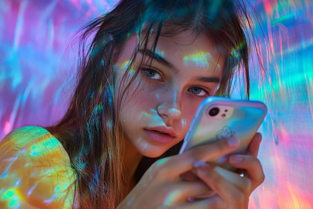 Una adolescente con el móvil