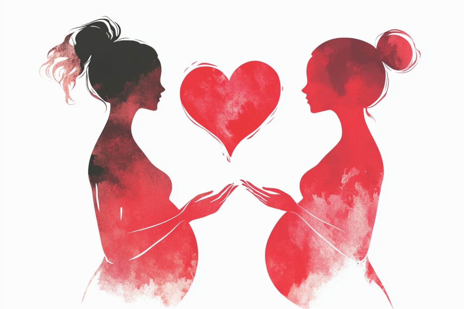 Ilustración de dos mujeres hermanas embarazadas