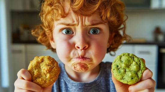 Un niño rechaza las galletas verdes