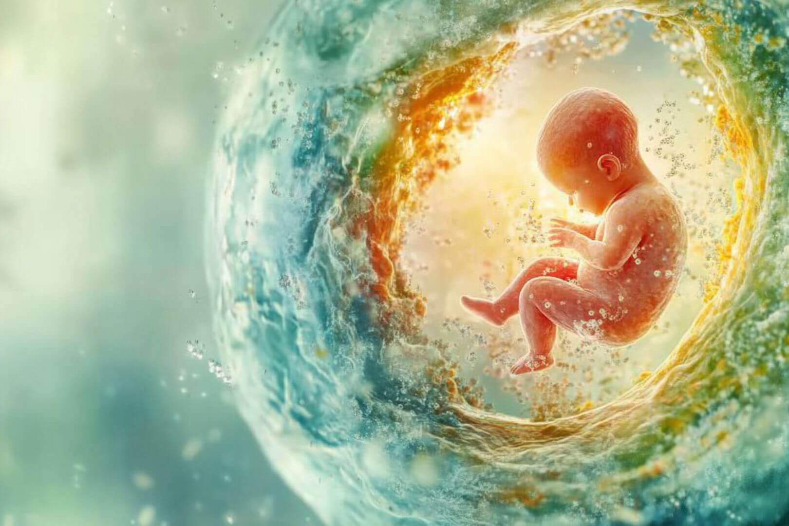 Ilustración de la conexión celular madre hijo durante el embarazo