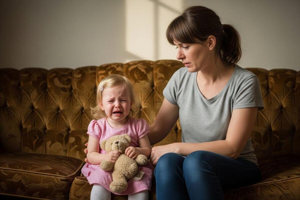 Una niña pequeña con su madre.