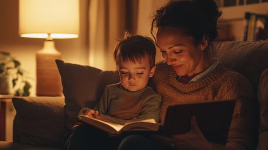 Madre e hijo leyendo