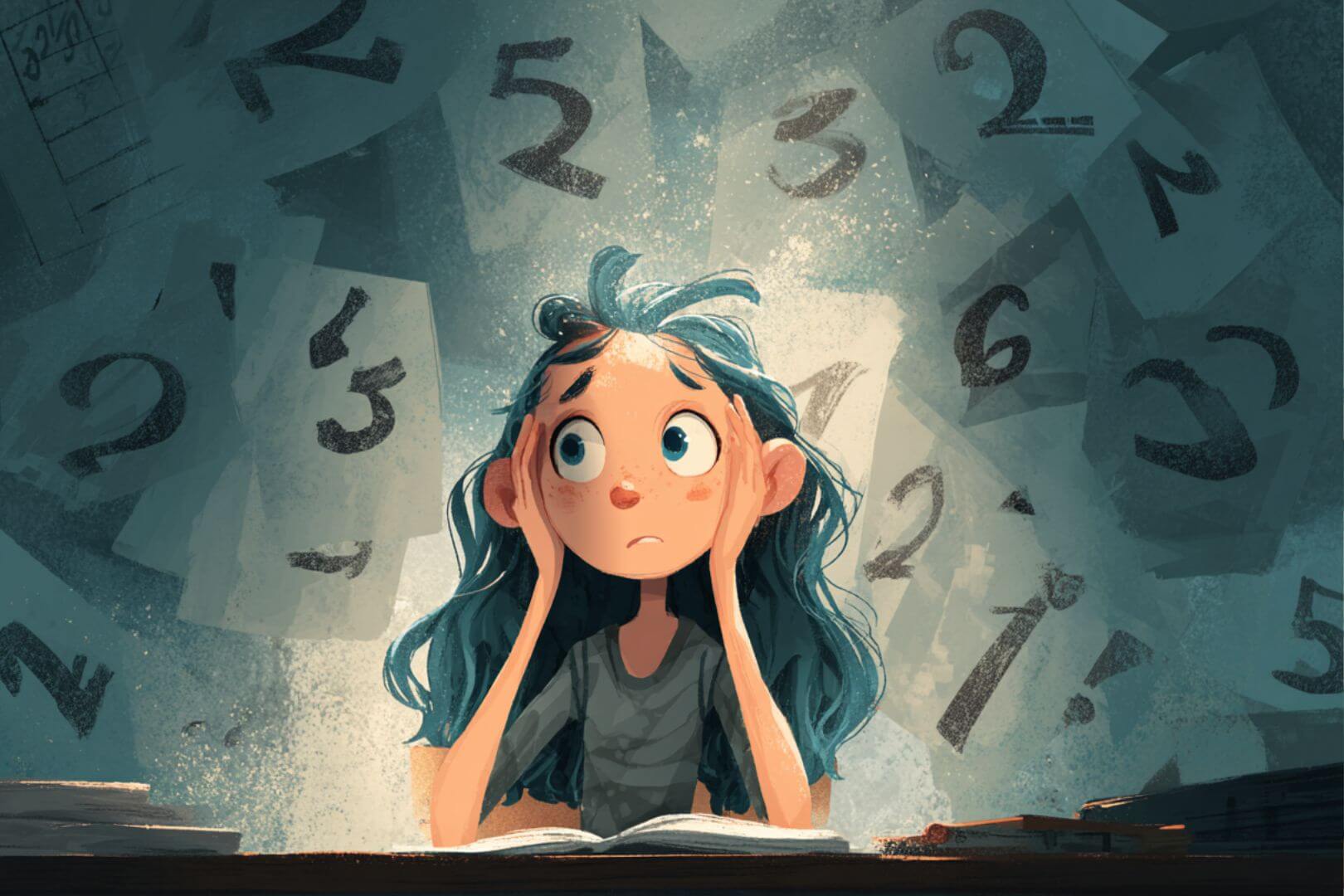 Una niña que se siente presionada por las calificaciones escolares: un estudio sueco revela que recibir notas demasiado pronto puede aumentar el riesgo de depresión, sobre todo en niñas.