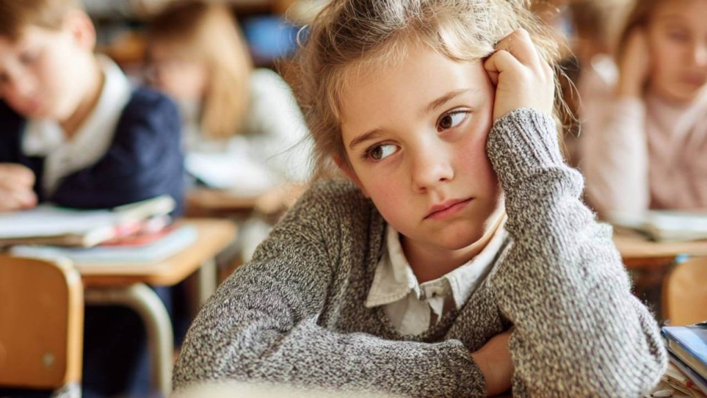 Una niña con altas capacidades aburrida en clase