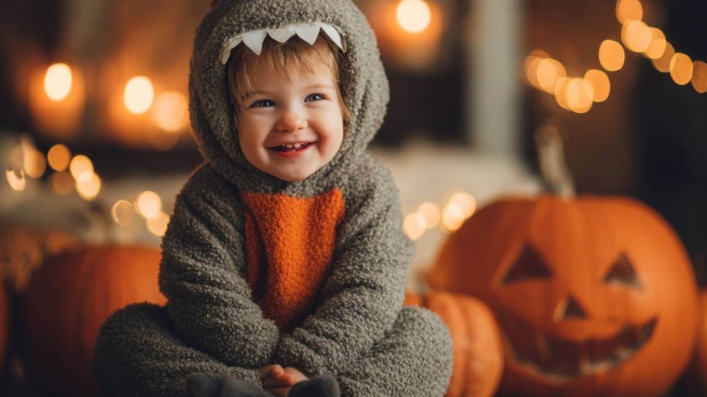 Un bebé disfrazado para Halloween. ¿Llevará un nombre inspirado en esta fiesta?