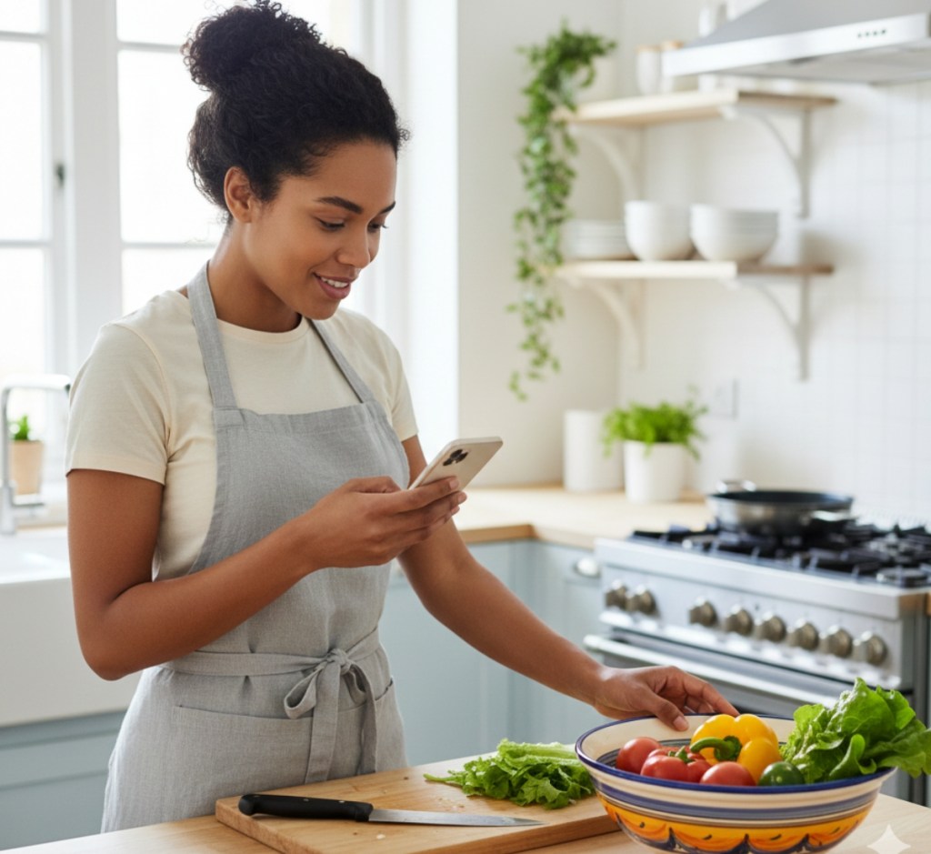 Una madre usa ChatGPT en el móvil para preparar la comida sin repetir el menú de sus hijos