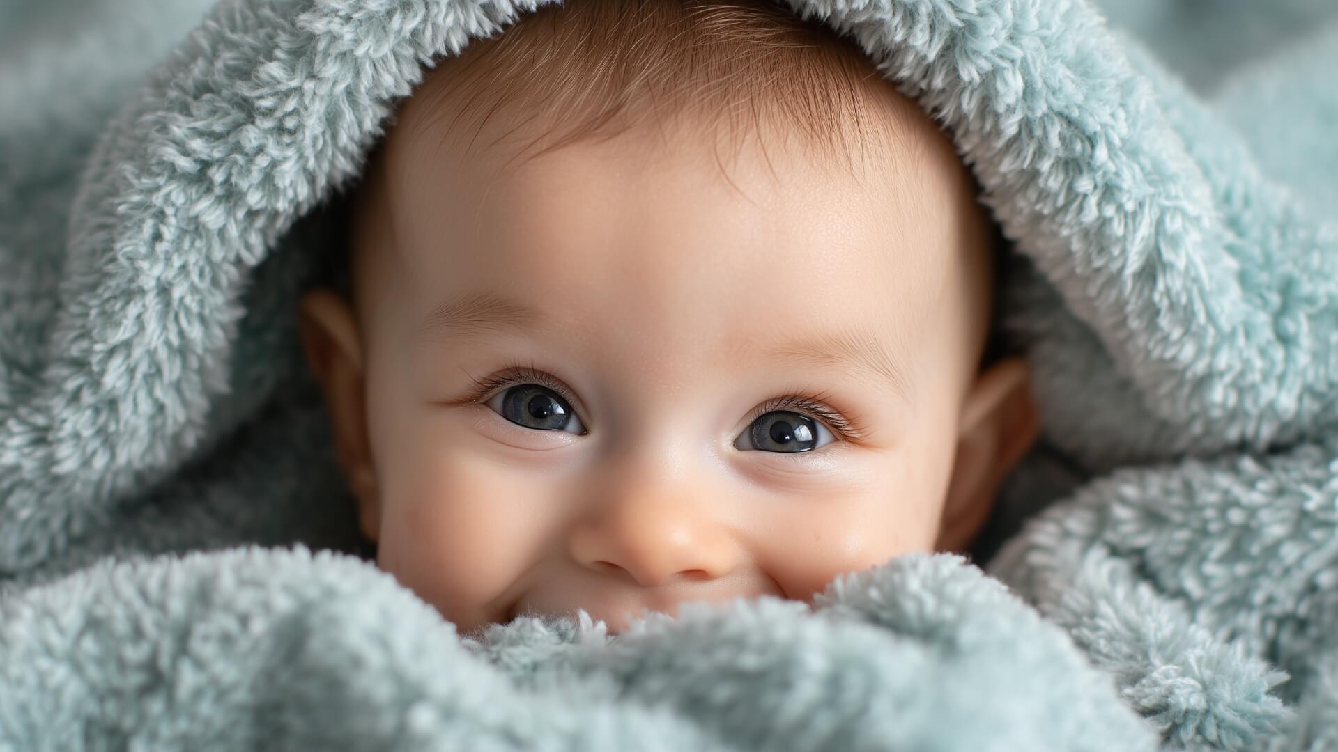 El juego sencillo que enseña a tu bebé a quitarse una manta que le cubre la cara