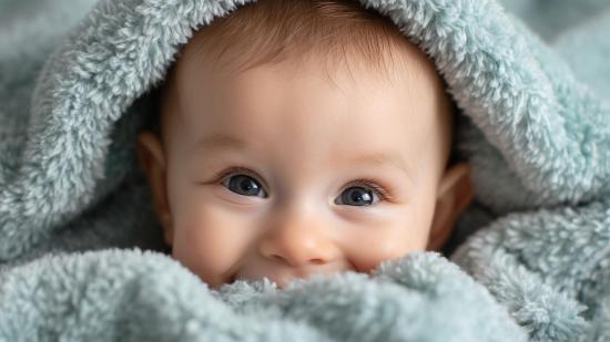 El juego sencillo que enseña a tu bebé a quitarse una manta que le cubre la cara